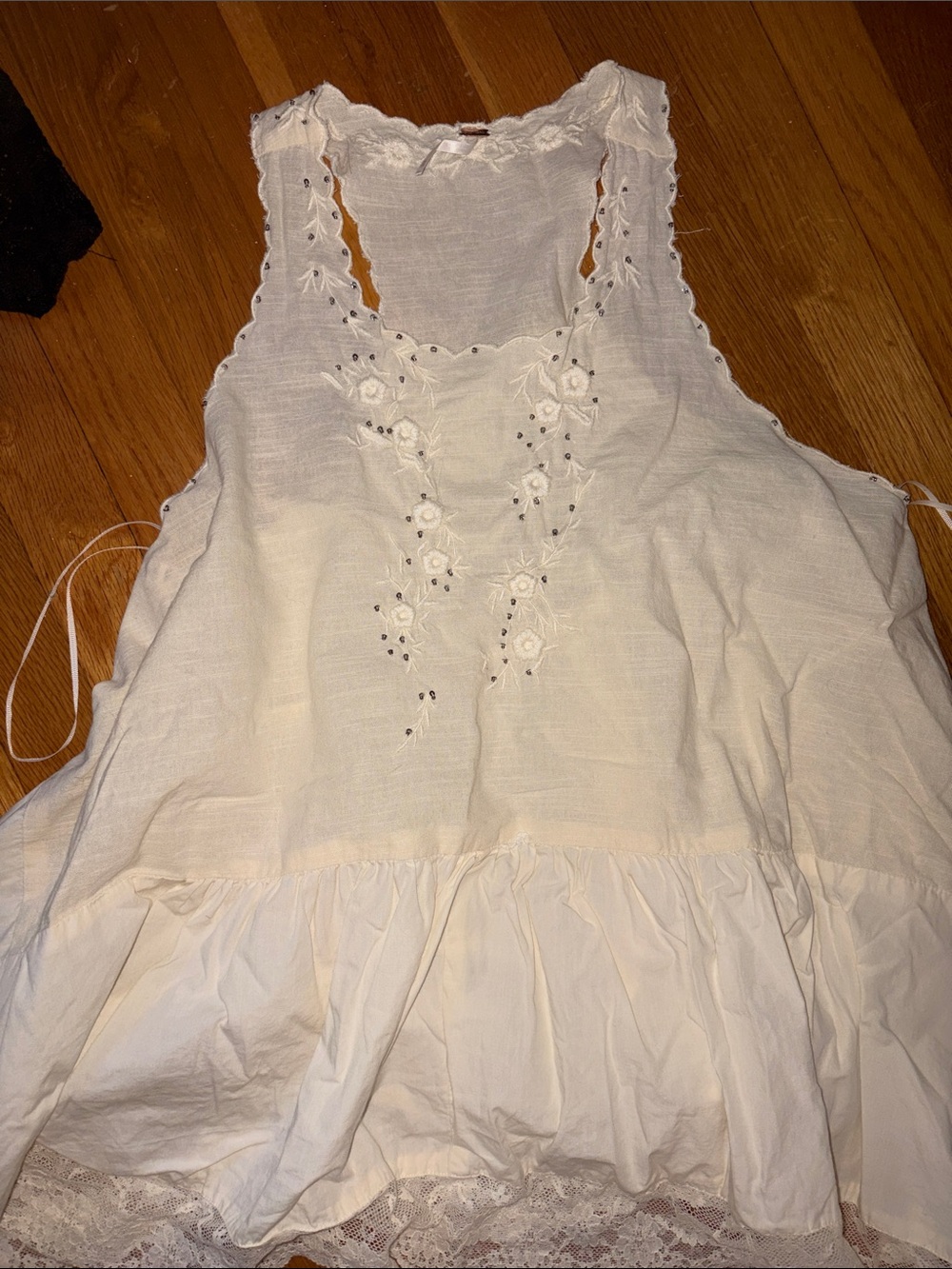 Free People Cream Embroidered Sleeveless Peplum Tunic - Picture 2 of 2